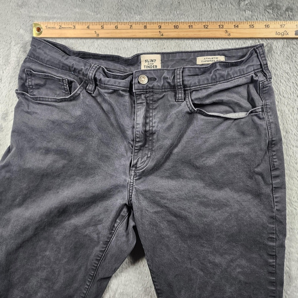 Flint And Tinder Jeans Mens 33x32 (Fits 31x30) Gray Athletic Tapered Charcoal - Picture 8 of 13